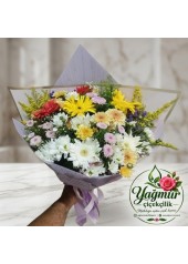 Rengarenk Kır Çiçekleri & Gerberalı Özel Tasarım Buket